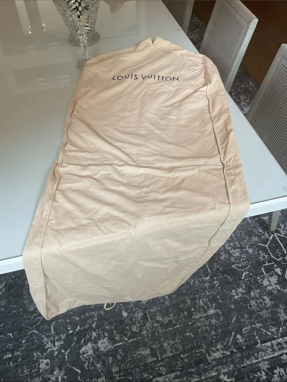 Louis Vuitton Beige Cotton Dust Bag with Logo 62 inches